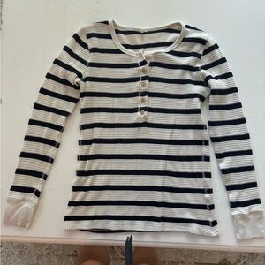 J Crew Womens M  ,Long Sleeve Striped ,Thermal Waffle Knit ,woman T-Shirt